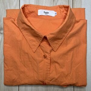 FRANKIE SHOP Lui Organic Cotton Button Up Shirt Womens Size Large Coral Orange